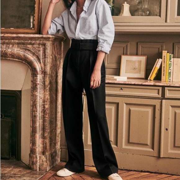 Sezane Arthur Trousers Size 36/4 - Black - Picture 2 of 8